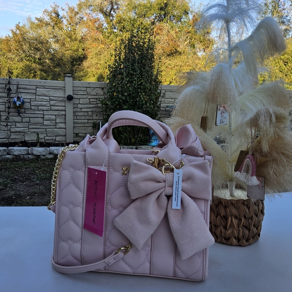 Betsey Johnson Pink Quilted Crossbody Bag with Bow - Picture 10 of 10
